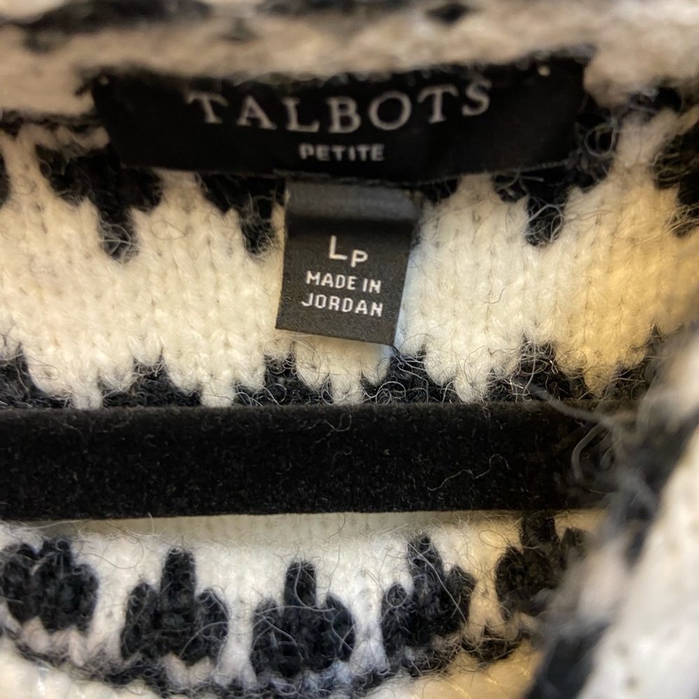 Talbots Black and White Patterned Turtleneck Sweater - Picture 5 of 5